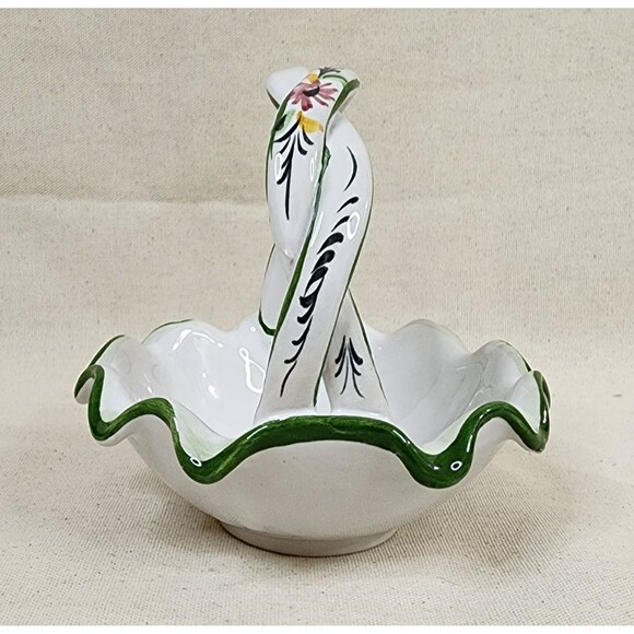 Vintage RCCL Portuguese ART Ceramic Hand Painted Basket Floral - 1988 - Picture 3 of 11